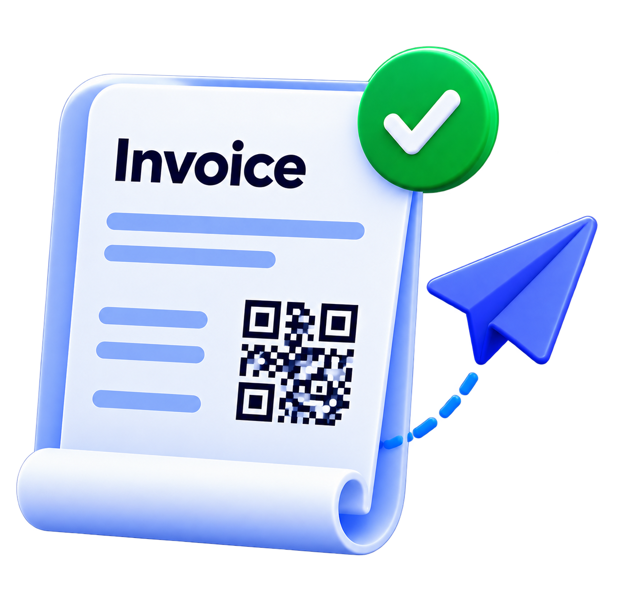 Invoice illustration with document and generated badge